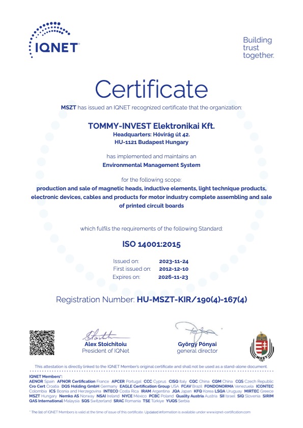 Certification TI-Electronic ISO 14001