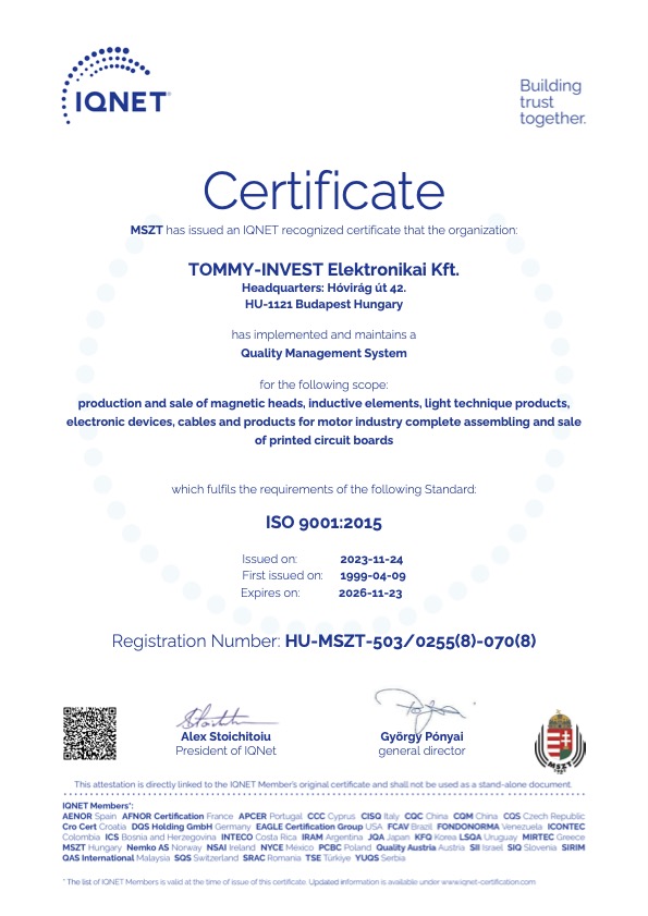 Certification TI-Electronic ISO 9001